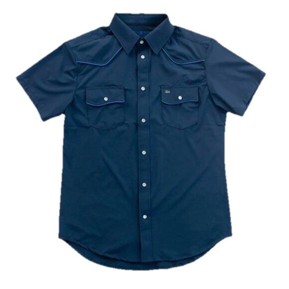 River Road Rio Pearl Snap Shirts Short Sleeve Blue Midnight Western Cowboy rodeo - Picture 1 of 11